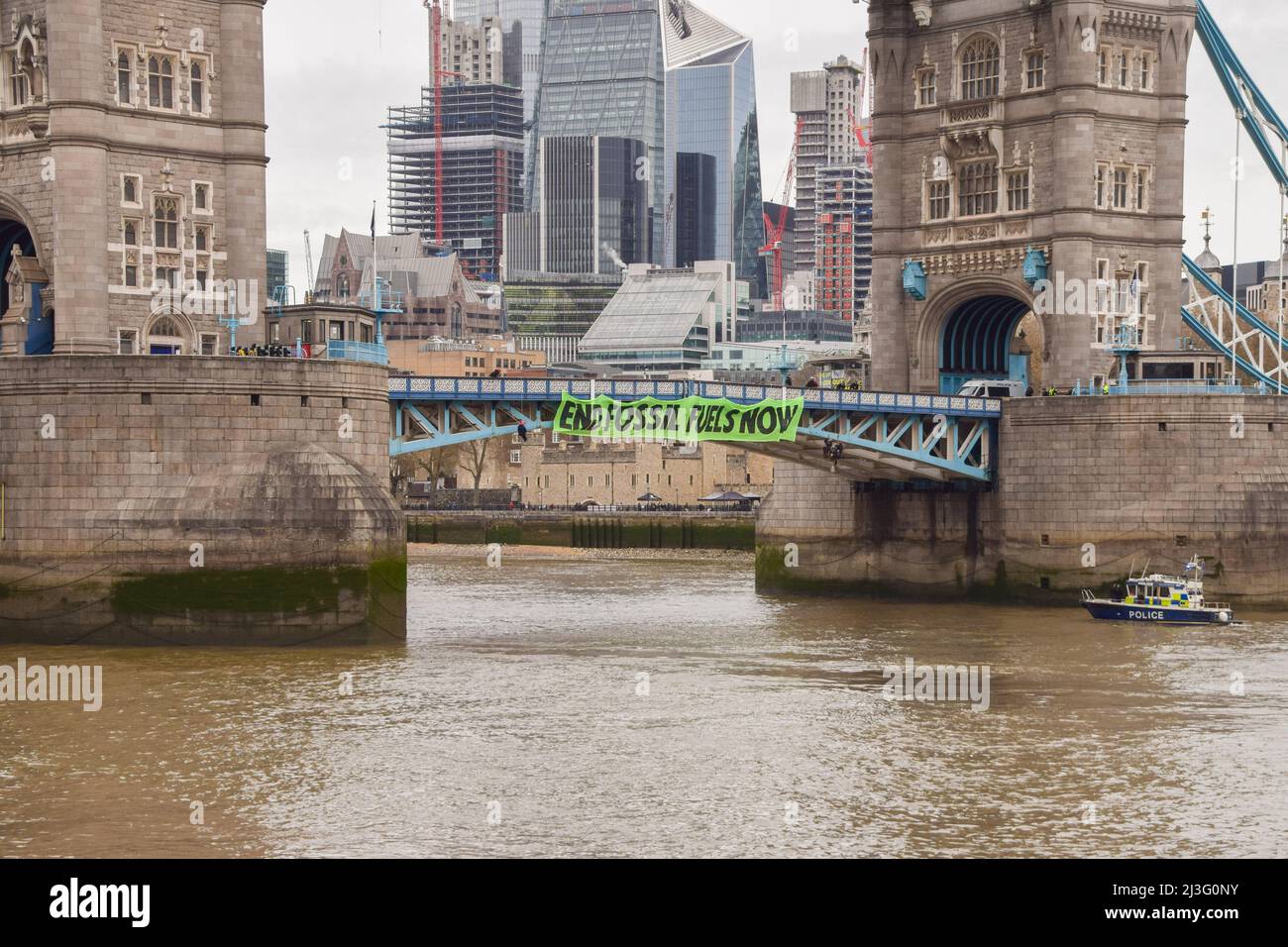 London, UK. 8th April 2022. Extinction Rebellion activists suspended ...