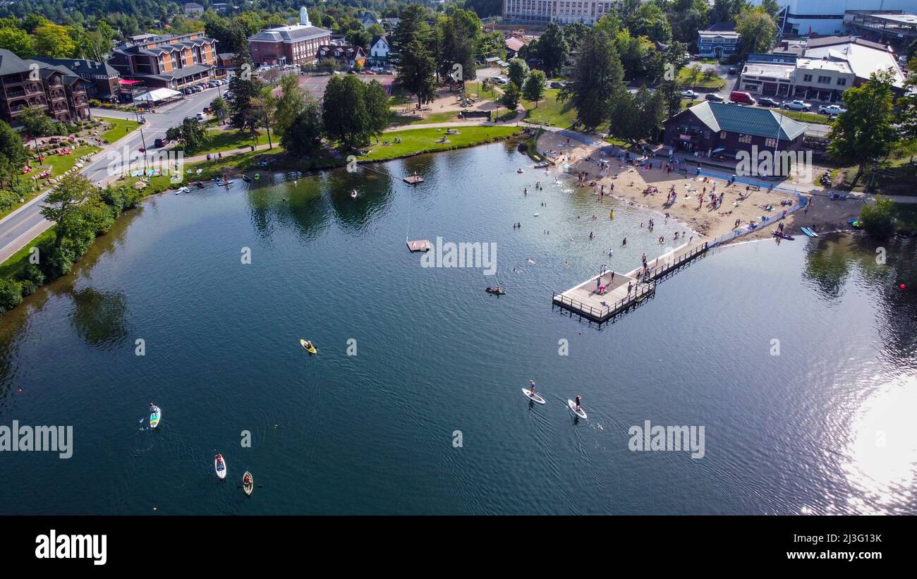 Mirror Lake Public Beach, Lake Placid, New York Stock Photo Alamy