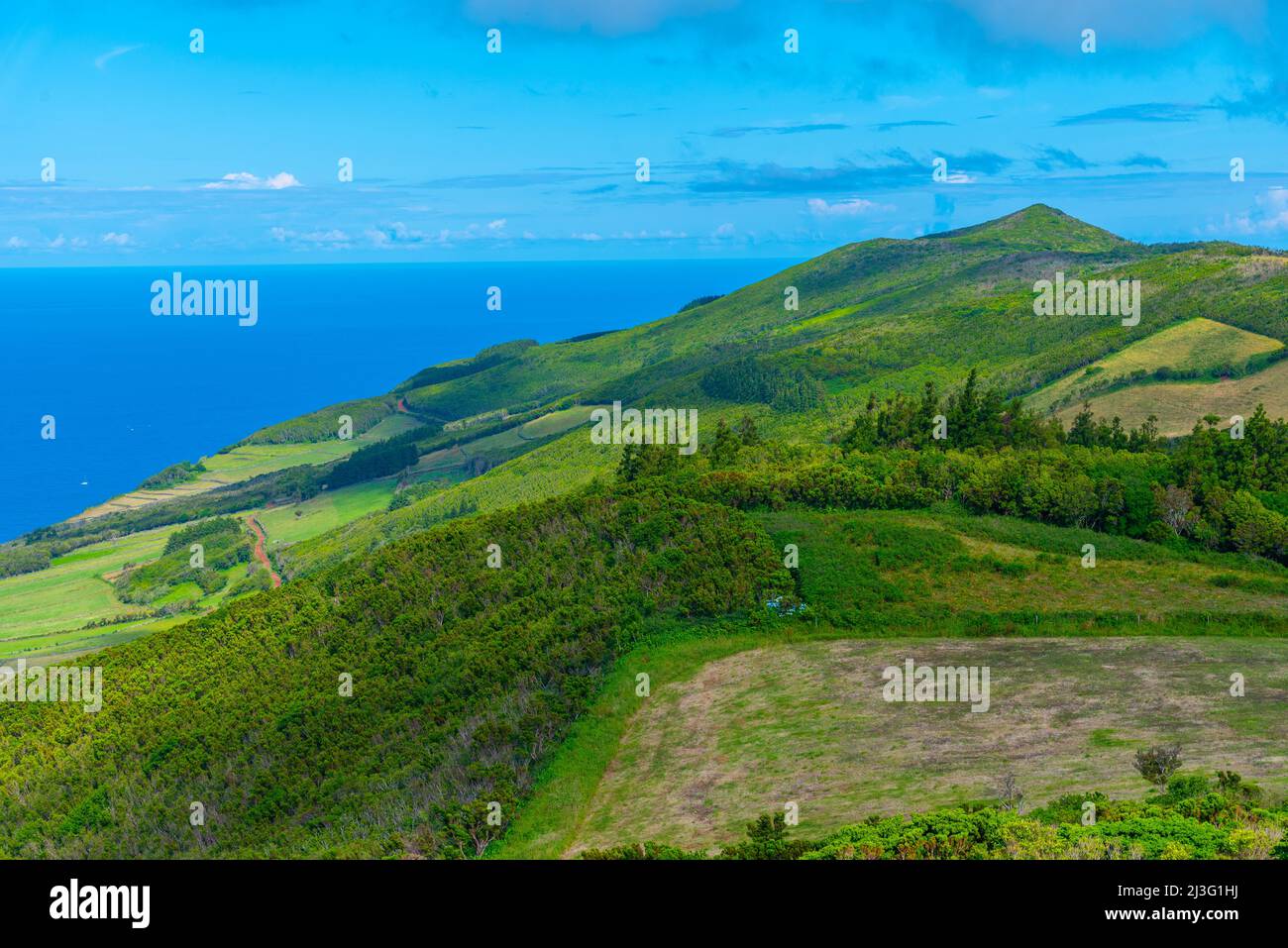 Rural landscape of Sao island at the Azores, Portugal Stock Photo