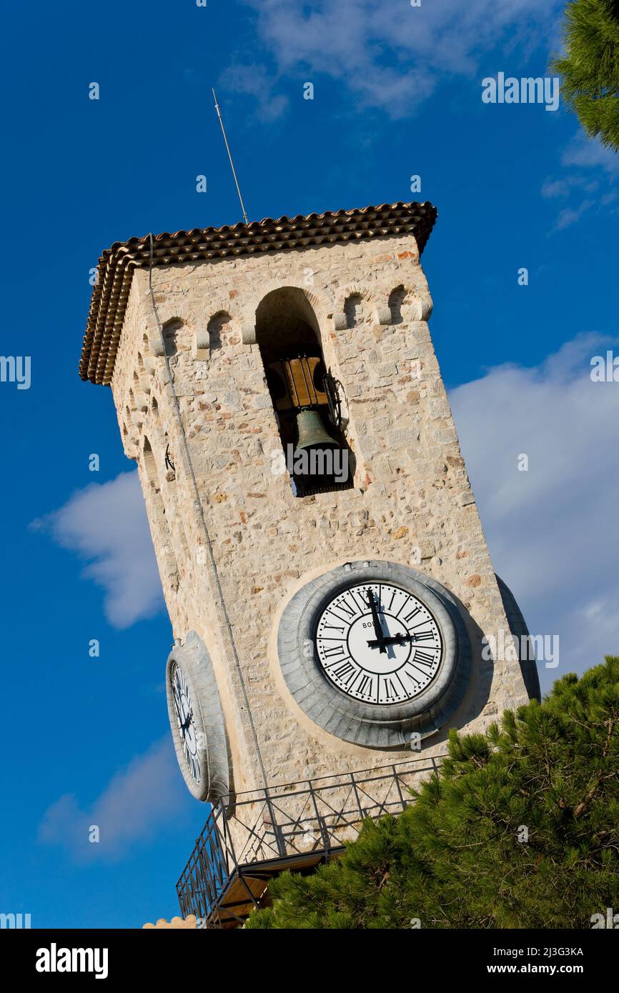 Clock tower of Le Suquet, Cannes, France Stock Photo