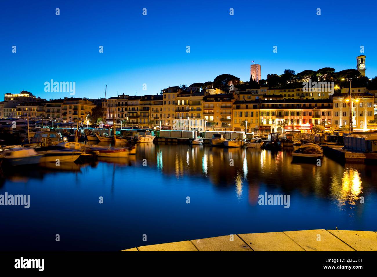 Le Suquet at night, Cannes, France Stock Photo