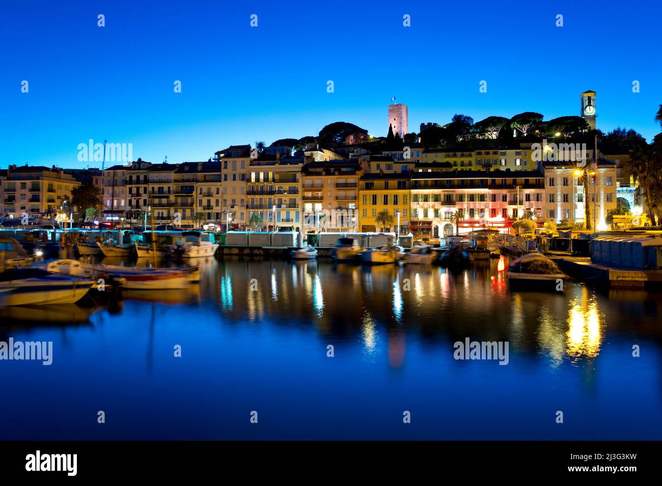 Le Suquet at night, Cannes, France Stock Photo