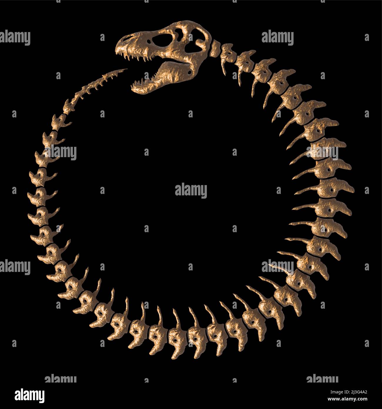 3D Dinosaur Skeleton as Ouroboros Infinity Symbol - Render Stock Vector