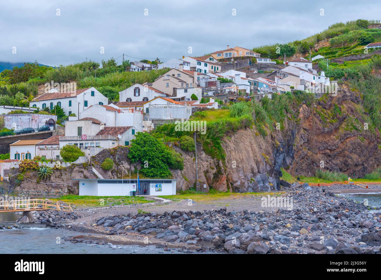 Aerial view of Provoacao town at Sao Miguel island, Azores Portugal