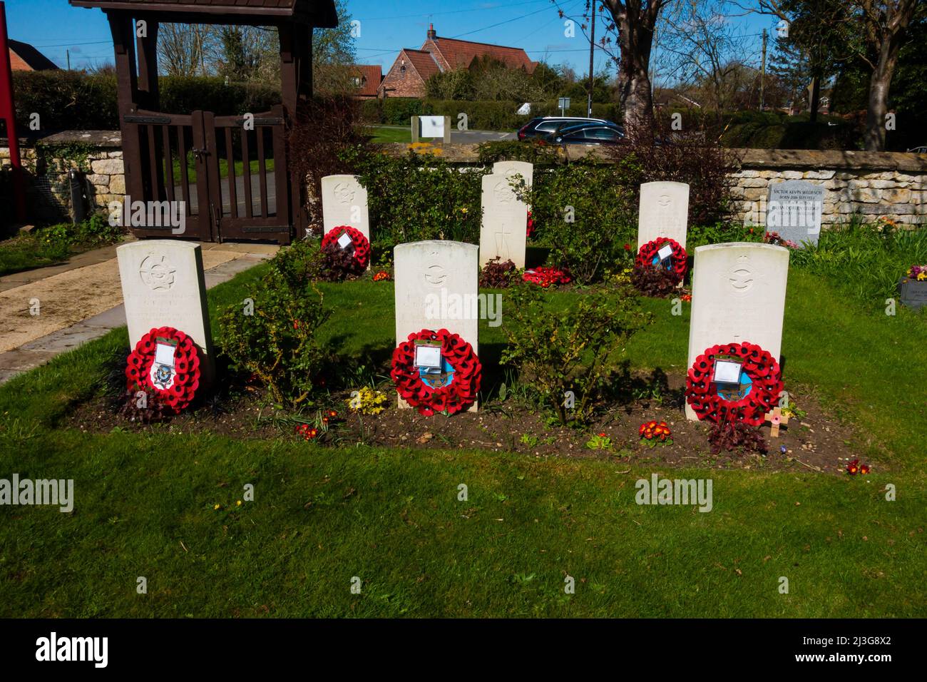 Commonwealth War Graves at Church of St Swithun, St Swithin, Long Bennington, Lincolnshire, England Stock Photo