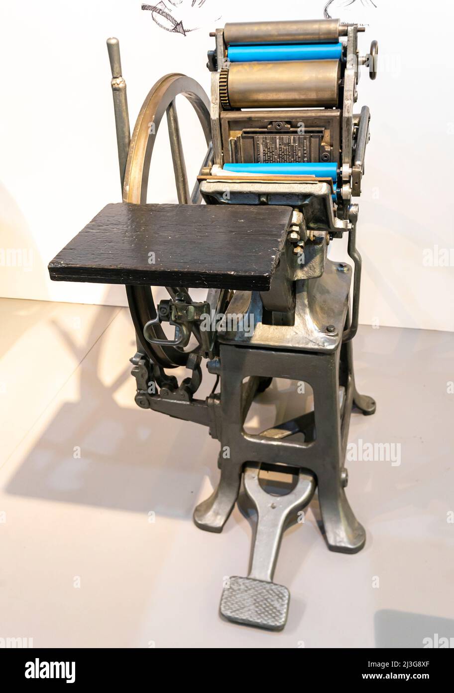 Pedal Minerva, model named Barcino, 1940. Retro printing machine. Stock Photo