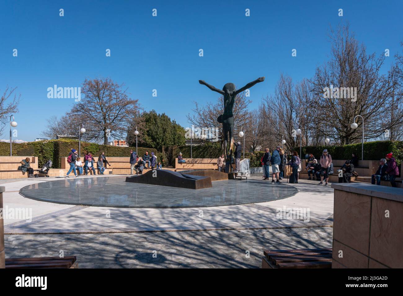 Risen Christ Statue in the village of Medjugorje, Bosnia and Herzegovina Stock Photo