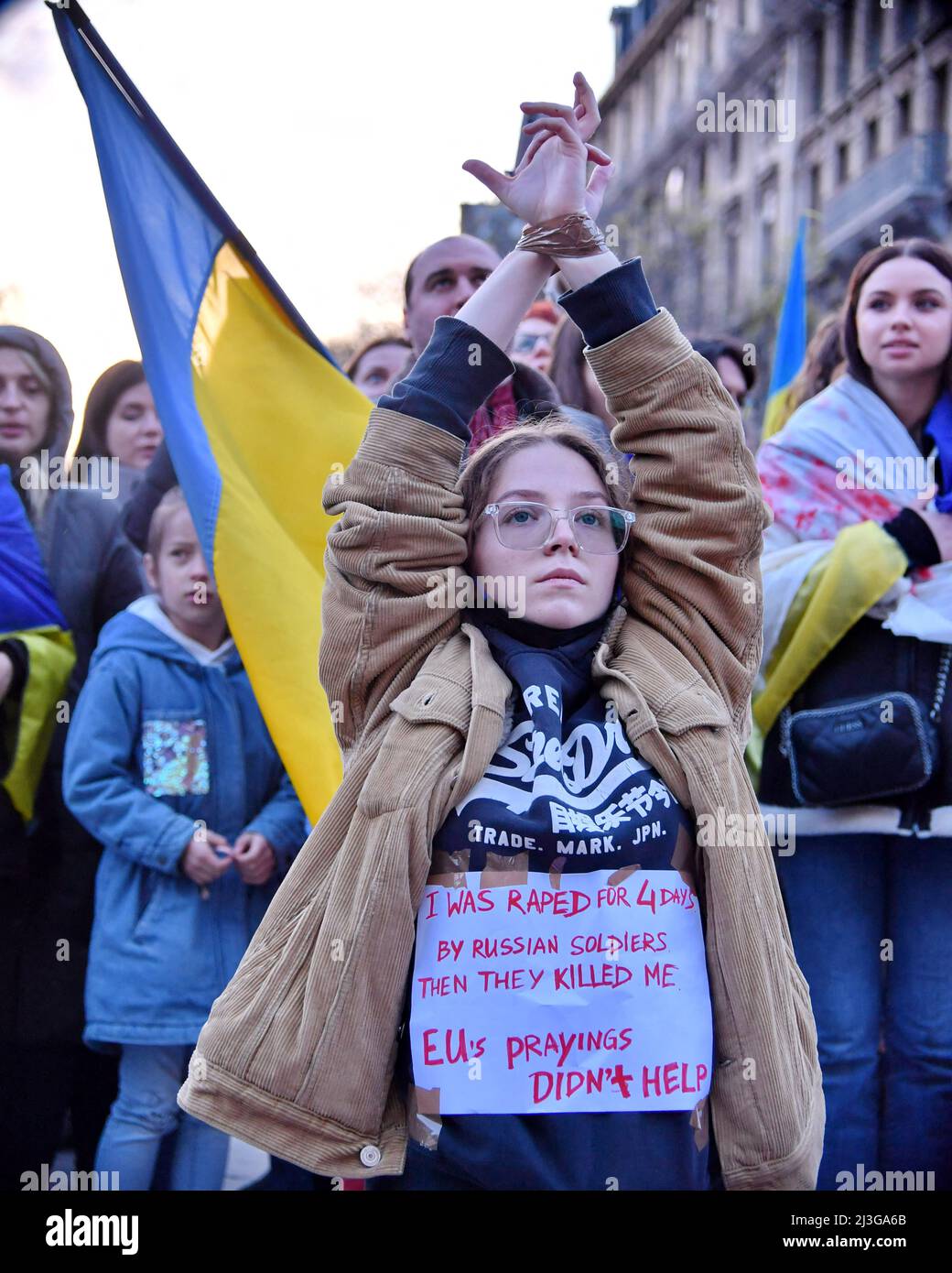 Demonstration gathering against the invasion of Ukraine by ...