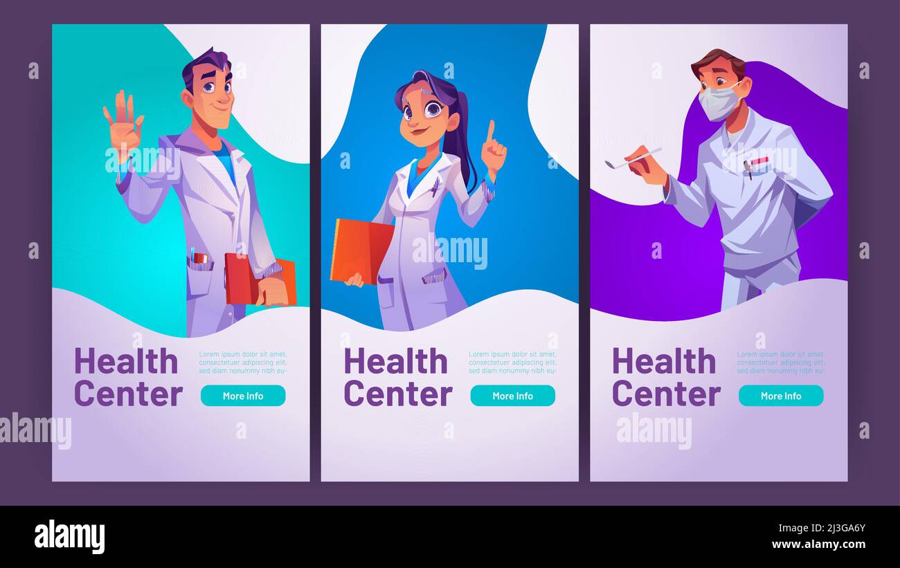 Health center medical ads web banners, online consultation service