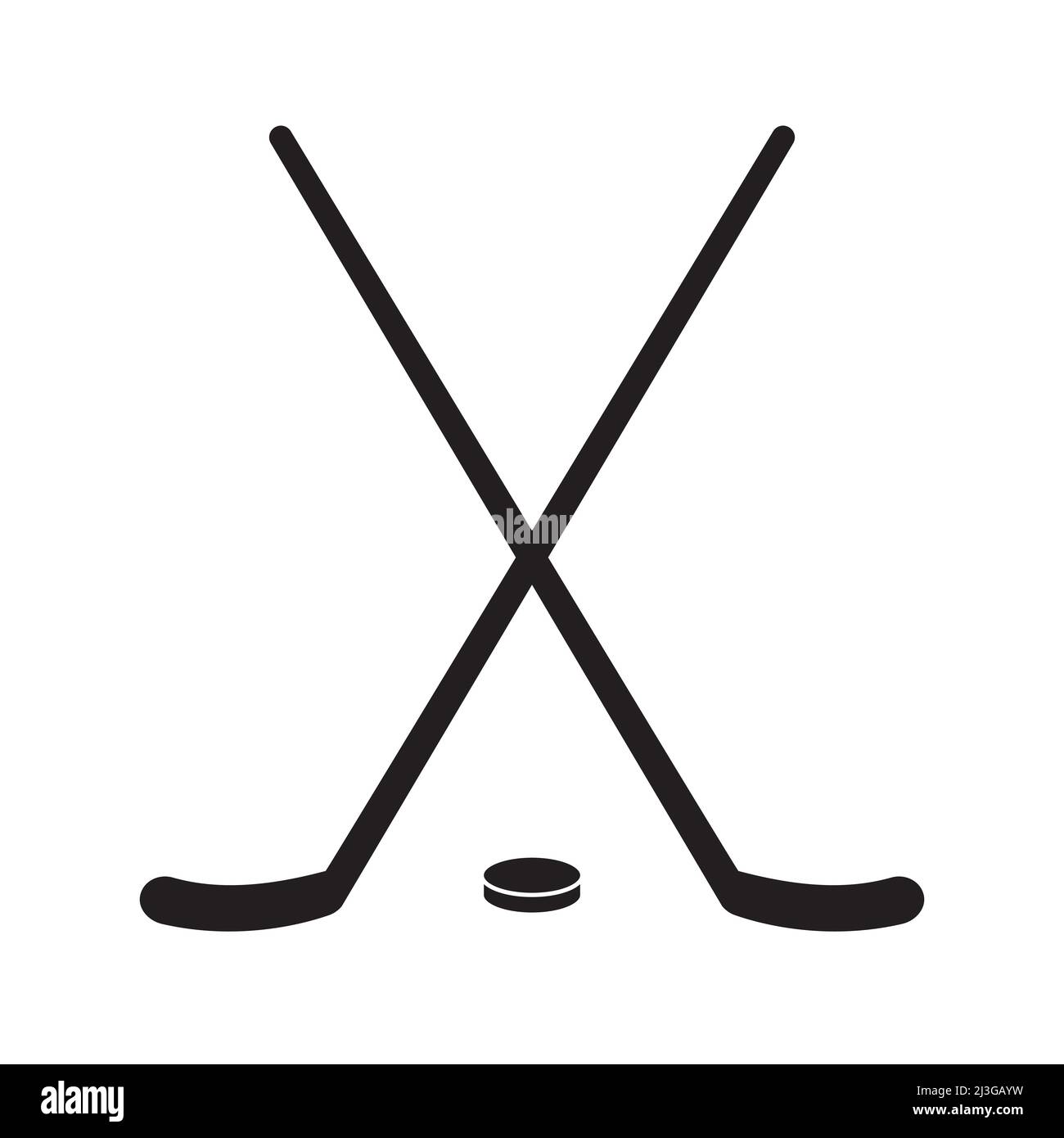 Hockey goal with a stick and a puck, color vector illustration in