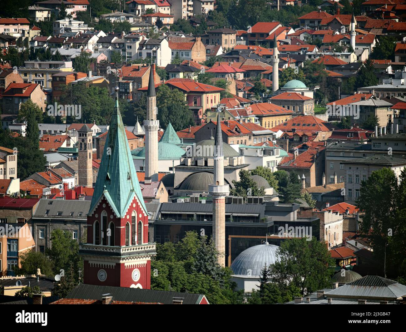 towers of skyline Sarajevo Old Town, Bosnia And Herzegovina Stock Photo