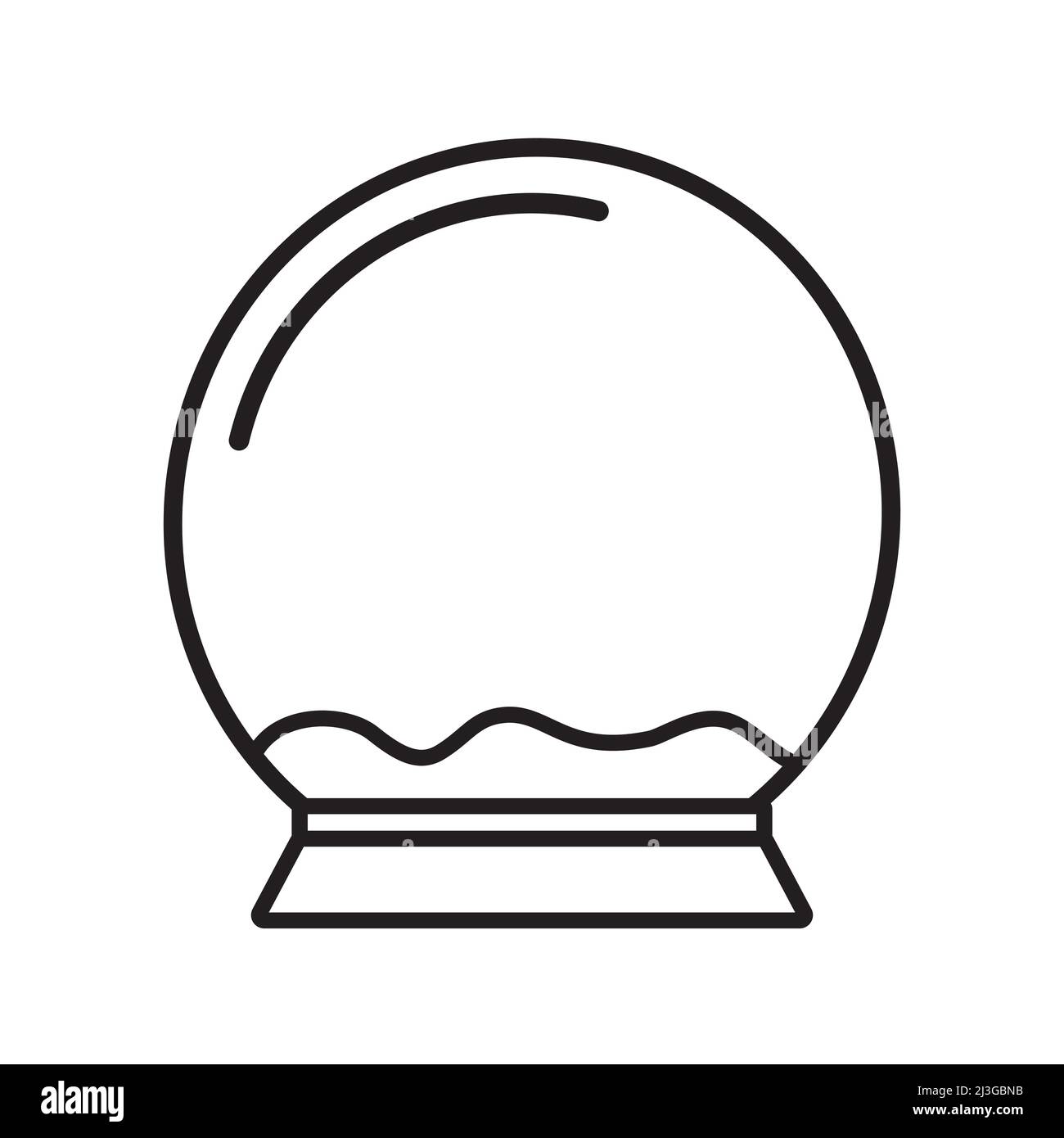 Vector flat black outline empty snow ball template isolated on white background Stock Vector