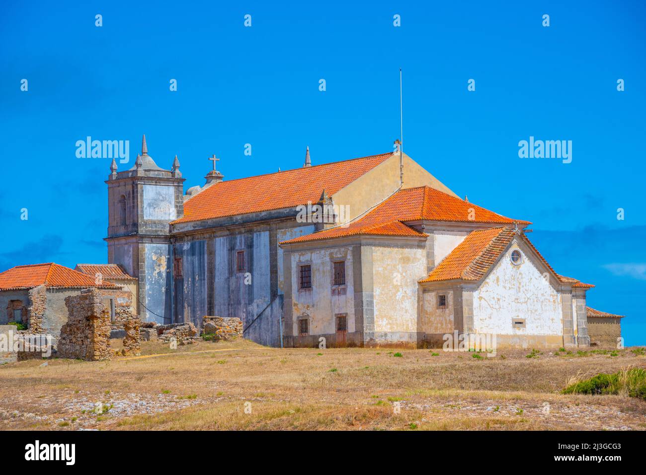 Church of our lady of Cabo Espichel in natural park Arrabida in Portugal. Stock Photo
