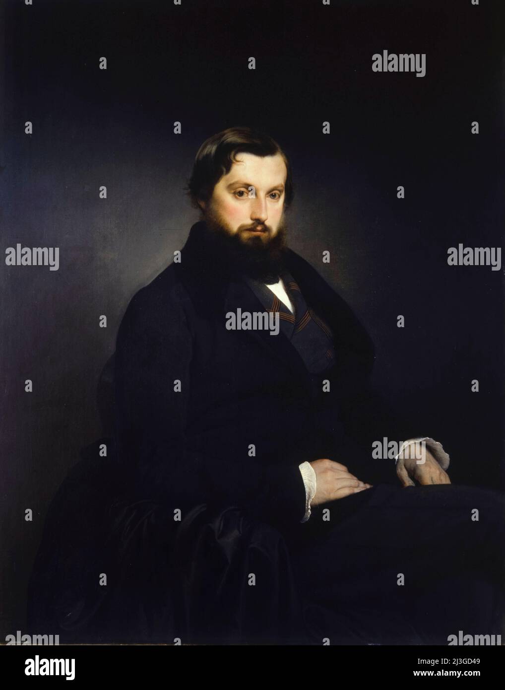 Gian Giacomo Poldi Pezzoli, (1822-1879), Italian count, founder of the art museum Museo Poldi Pezzoli, portrait painting in oil by Francesco Hayez, 1851 Stock Photo