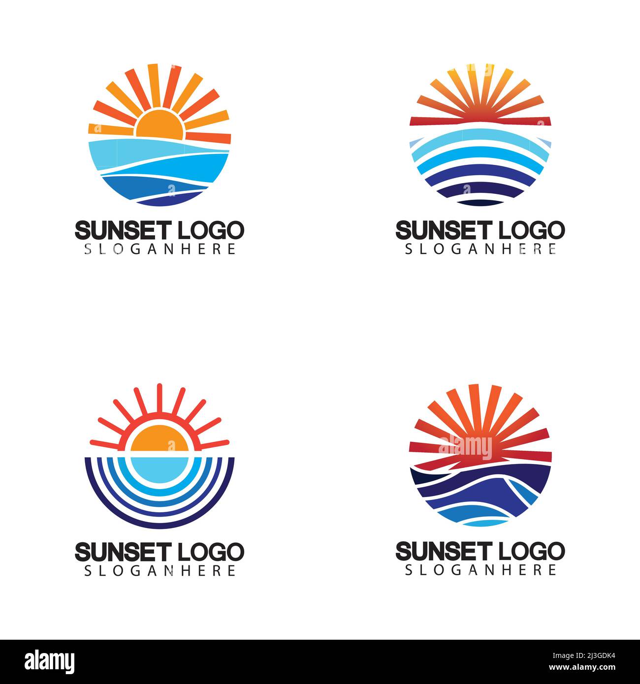 Sunset beach logo  symbol vector illustration design template. Stock Vector