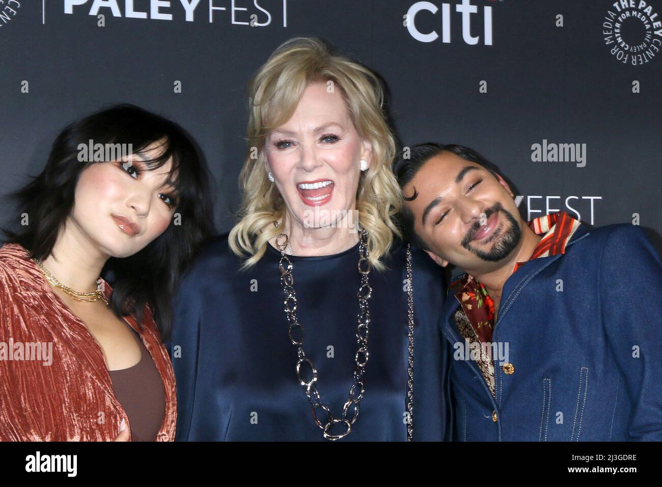 LOS ANGELES - APR 7: Poppy Liu, Jean Smart, Mark Indelicato at the