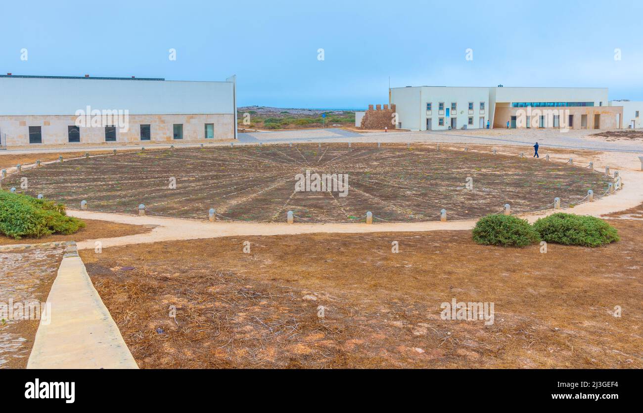 Rosa dos Ventos inside of the fort in Sagres, Portugal. Stock Photo