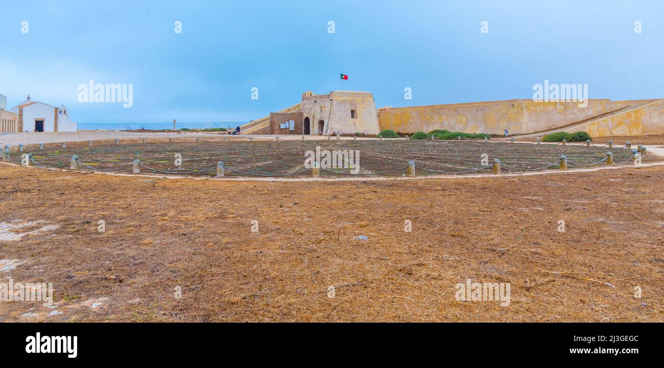 Rosa dos Ventos inside of the fort in Sagres, Portugal. Stock Photo