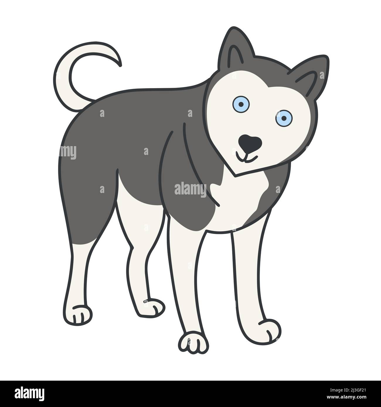 Husky doodle style isolated vector illustration. Dog hand drawn. Adult ...