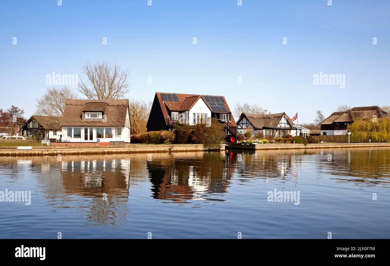 Desirable properties with riverside gardens by the River Bure on the Norfolk Broads at Horning