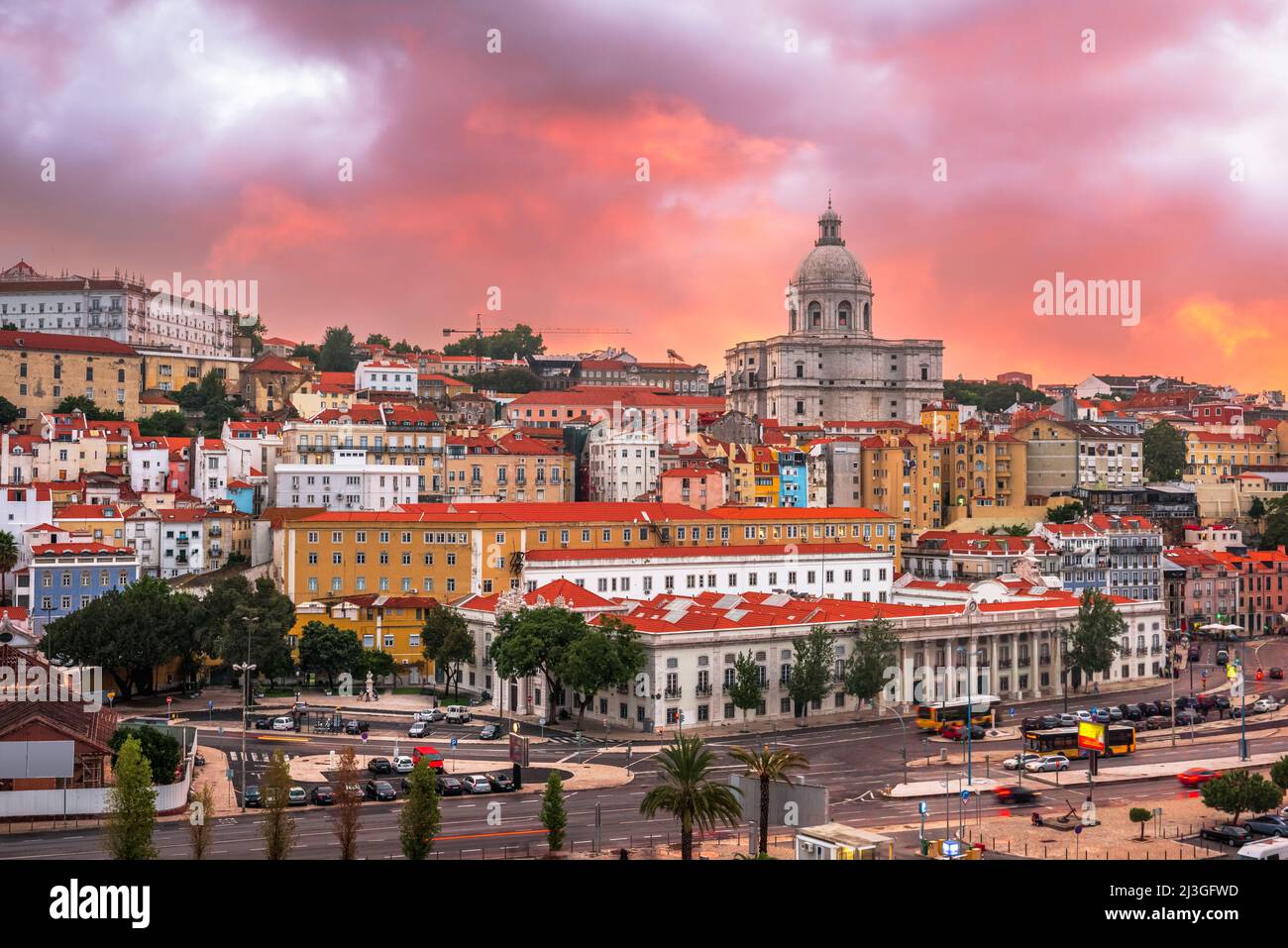 Lisbon, Portugal twilight cityscape. Stock Photo