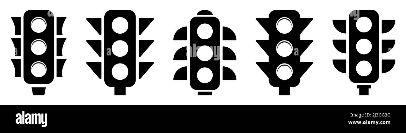 Traffic lights icon set. Vector illustration isolated on white ...