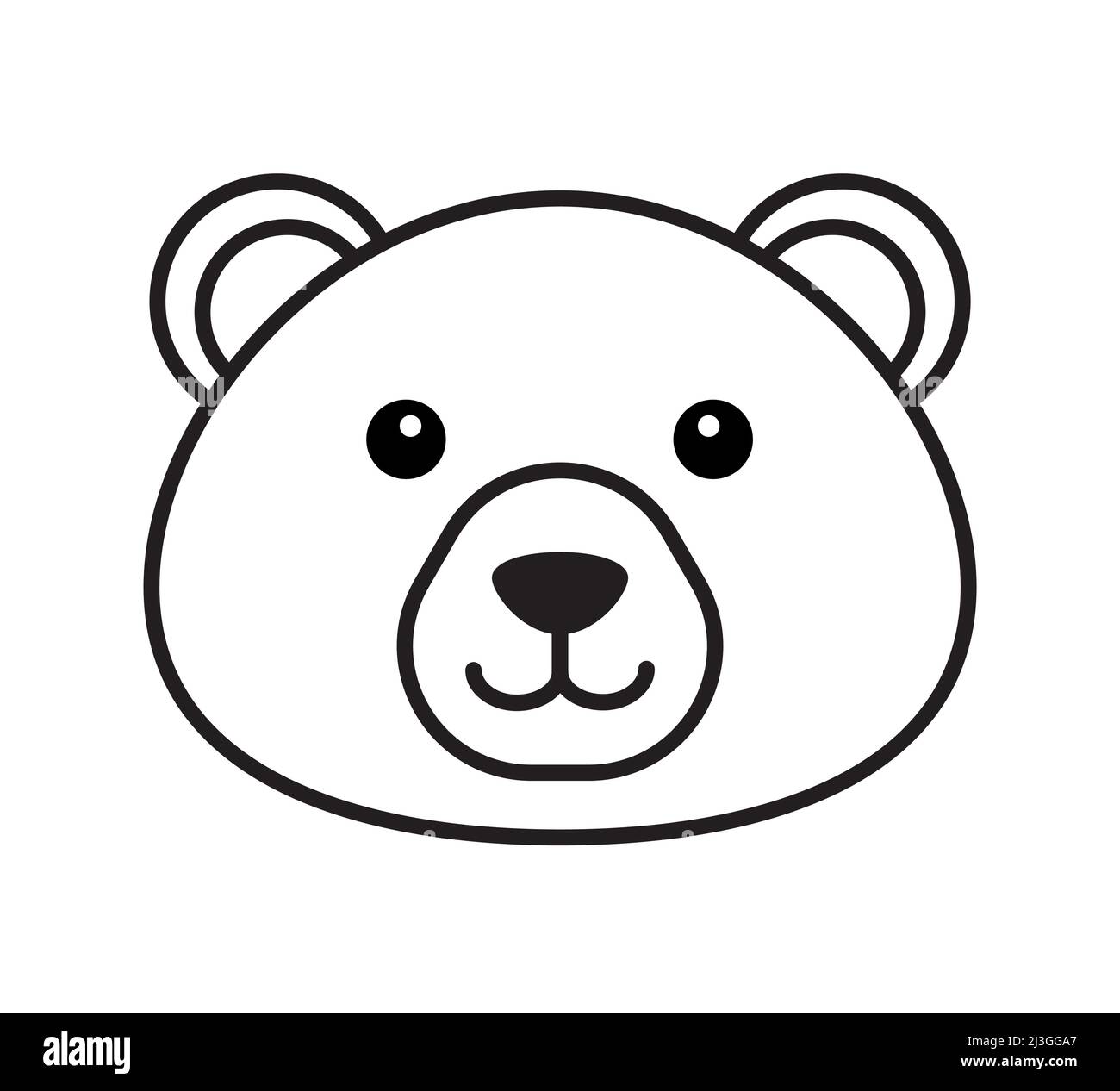 Vector black outline flat cartoon bear face isolated on white background  Stock Vector Image & Art - Alamy