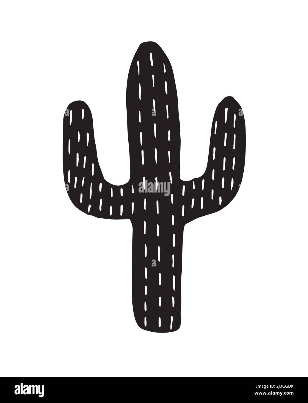Vector black hand drawn doodle sketch cactus isolated on white ...