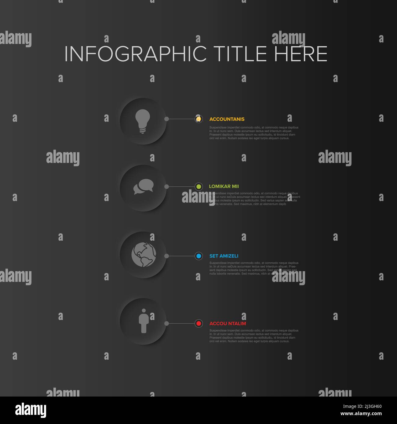 Vector multipurpose Infographic template set with four circle relief ...