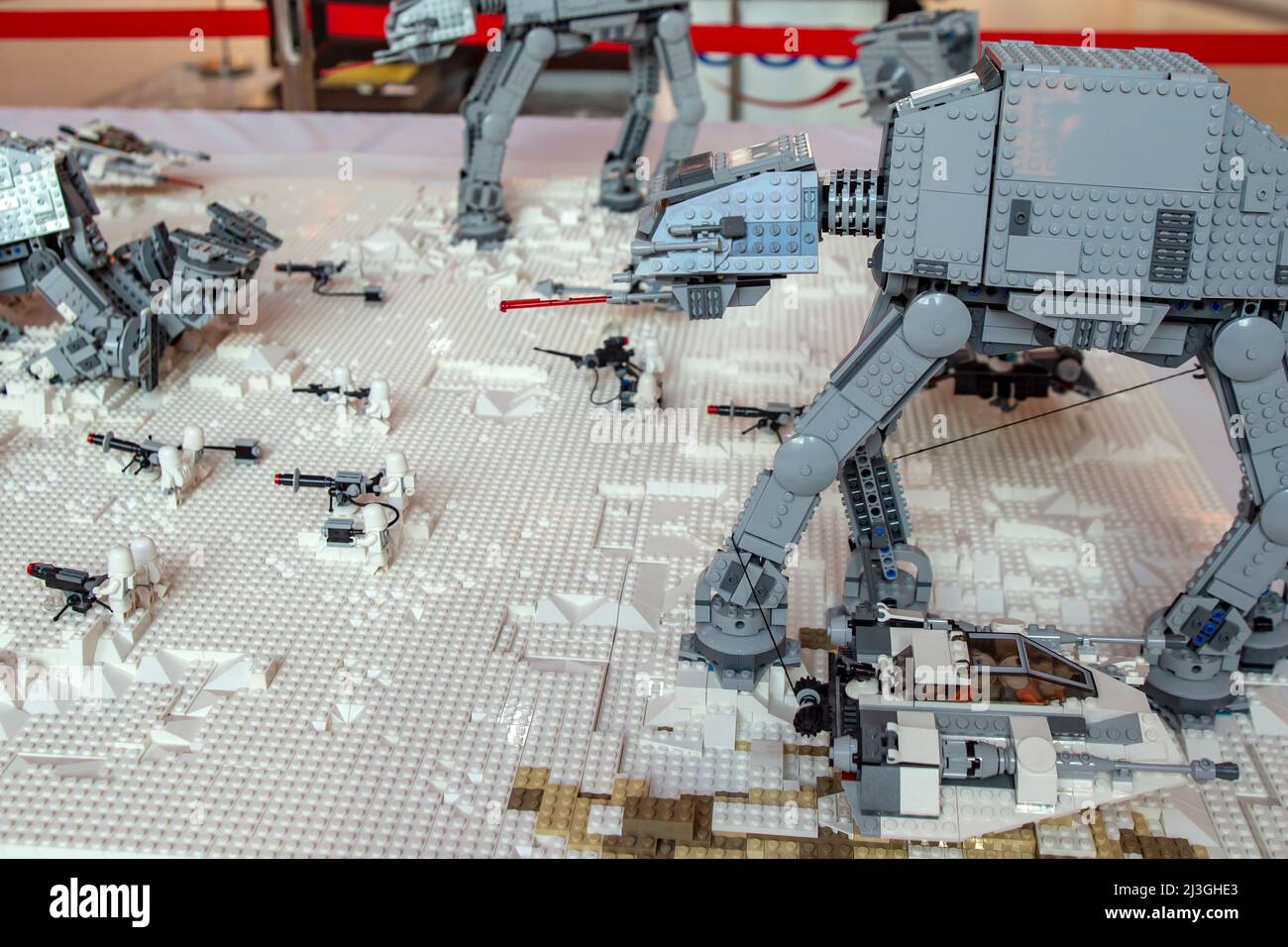 Star wars scene made with little lego bricks at a lego EXEBITION Stock  Photo - Alamy