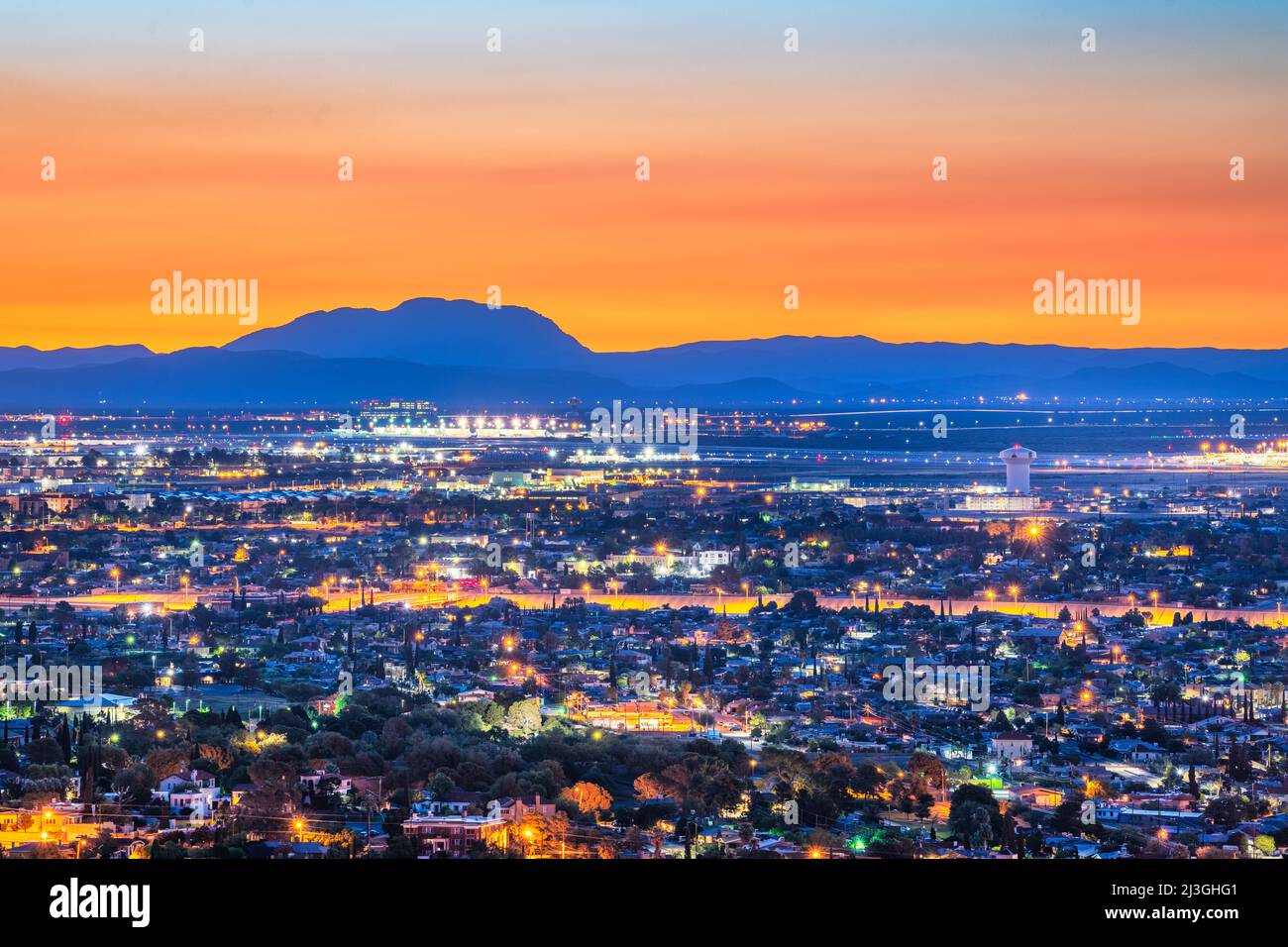 El Paso, Texas, USA  downtown city skyline in the morning with mountains. Stock Photo