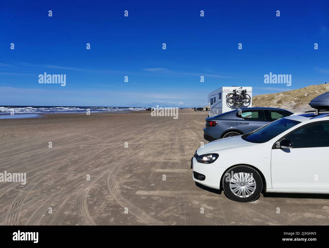 Blokhus, Denmark. April 8th 2022: Cars are allowed on the beach in Blokhus in Denmark Credit: Thomas Faull/Alamy Live News Stock Photo