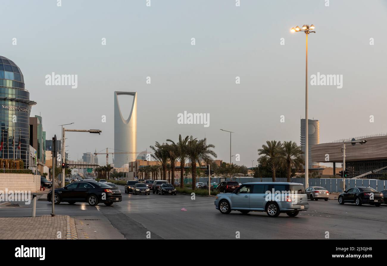 Riyadh, Saudi Arabia, 1st April 2022: street picture of Riyadh, Olaya street Stock Photo