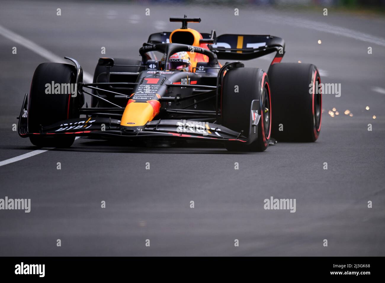 Albert Park, Melbourne, Australia. 8th Apr, 2022. FIA Formula 1 Australian Grand Prix, Free Practise sessions; Max Verstappen of the Netherlands drives the number 1 Oracle Red Bull Racing RB18 during practice Credit: Action Plus Sports/Alamy Live News Stock Photo