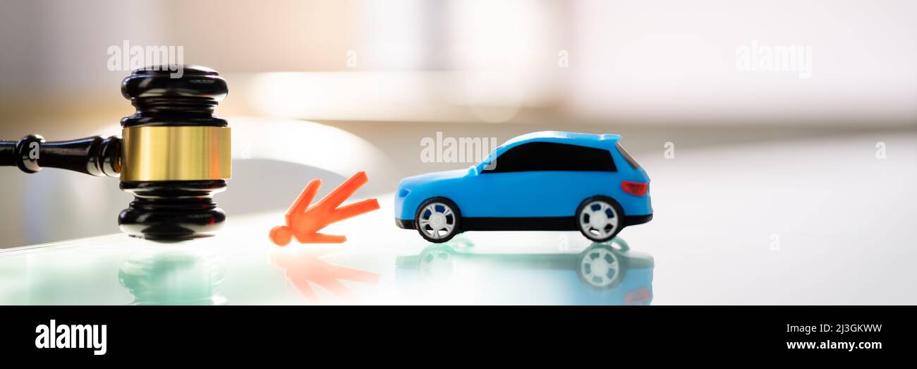Car Accident Liability Insurance Lawyer And Gavel Stock Photo