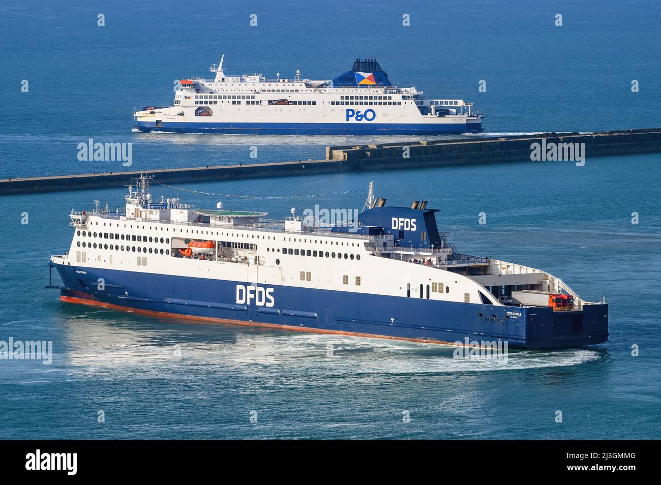 Cote D'Opale is an E-Flexer cross-Channel ferry operated by DFDS on the Dover - Calais route - August 2021. Stock Photo