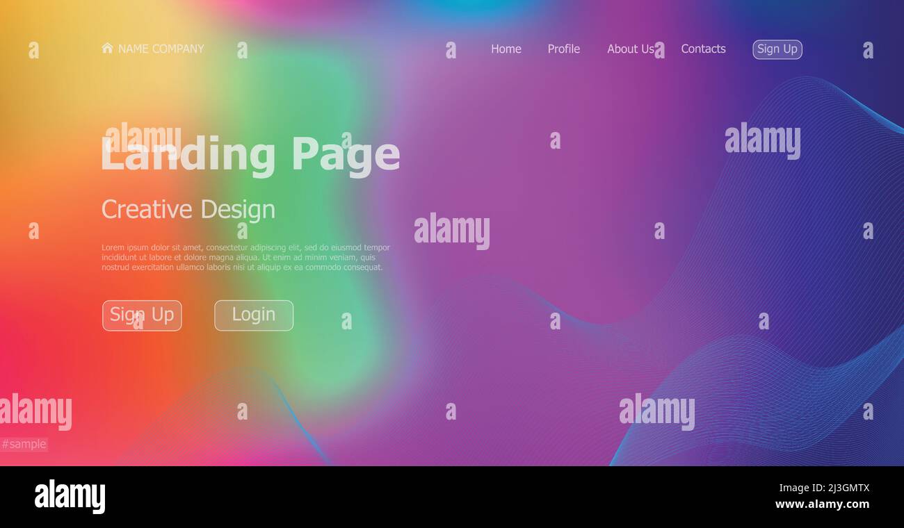 Gradient colorful web template landing page digital website landing ...