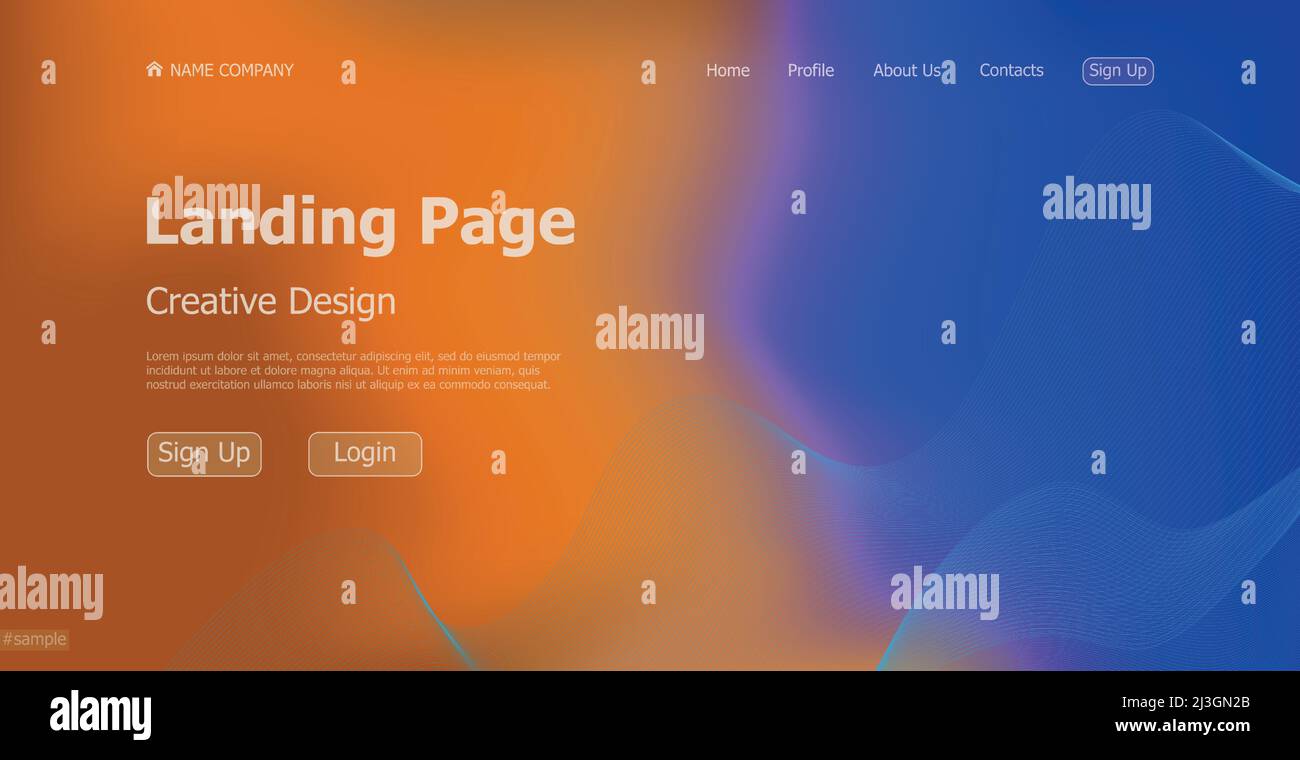 Gradient colorful web template landing page digital website landing ...