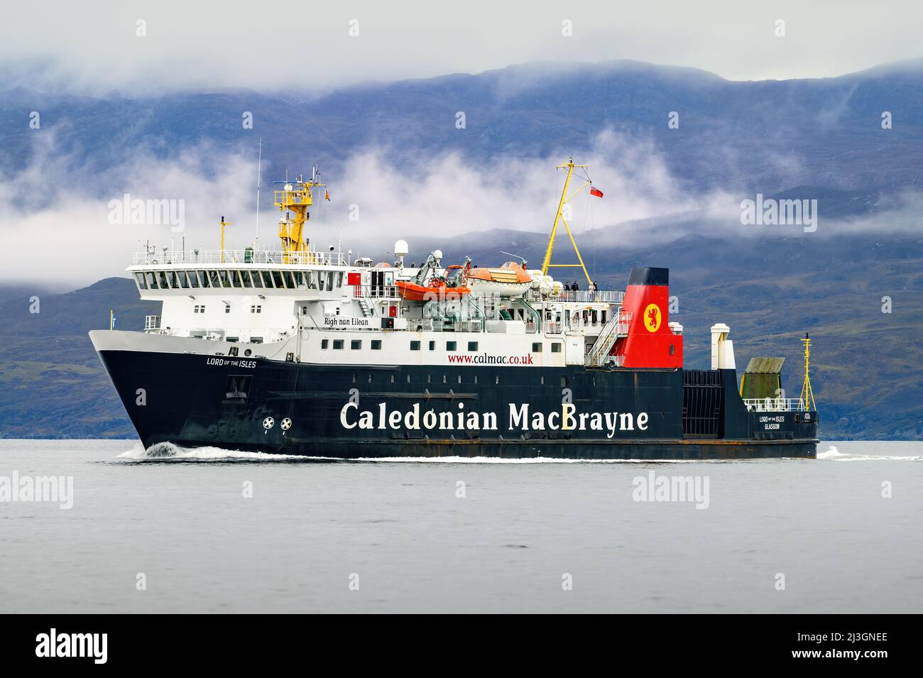 Lord of the Isles is a ferry operated by Caledonian MacBrayne on inter-island and mainland routes in Scotland - October 2021. Stock Photo