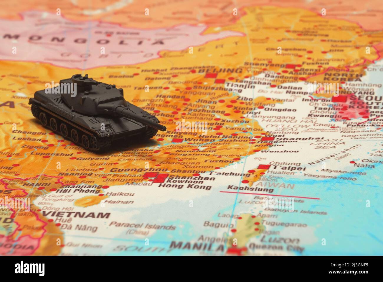 Toy Tanks On The Map Conflict Between China And Taiwan Stock Photo Alamy