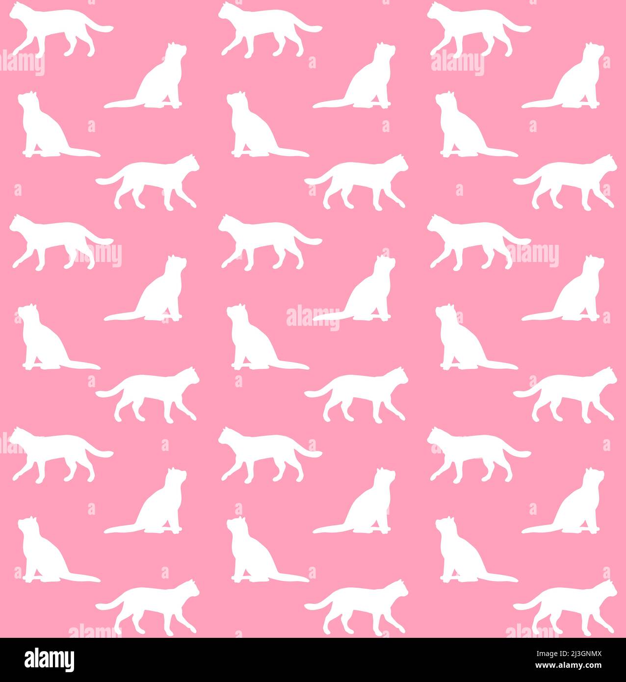 Vector seamless pattern of white cats silhouette isolated on pastel ...