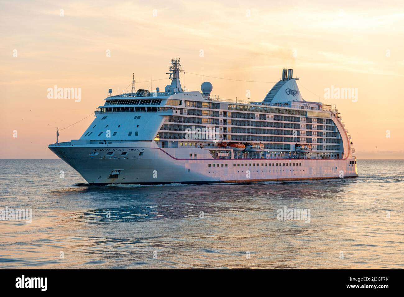 Seven Seas Voyager is a cruise ship operated by Regent Seven Sea Cruises - August 2016. Stock Photo