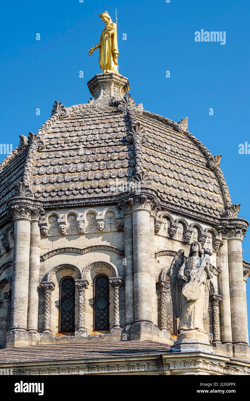 France, Alpes-de-Haute-Provence, Luberon Regional Natural Park, Forcalquier, the Citadel, Notre-Dame de Provence chapel in neo-Byzantine style erected in 1875 Stock Photo