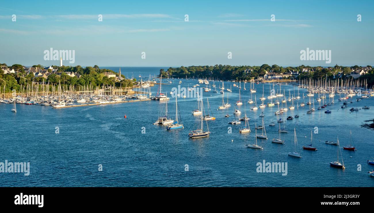 Panorama of the Odet river and Bénodet in Finistère, Brittany, France Stock Photo