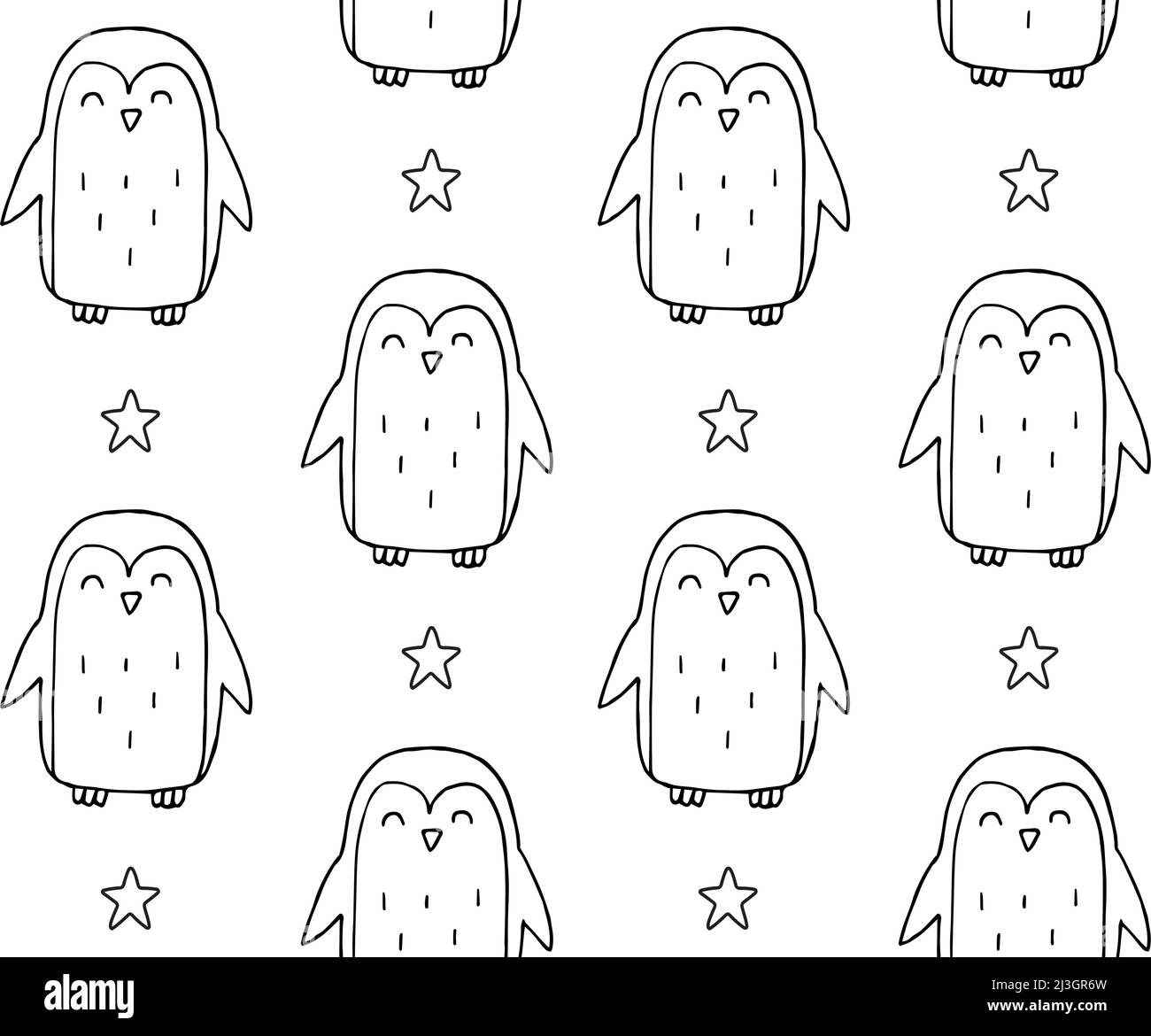 Vector seamless pattern of hand drawn doodle sketch penguin isolated on ...