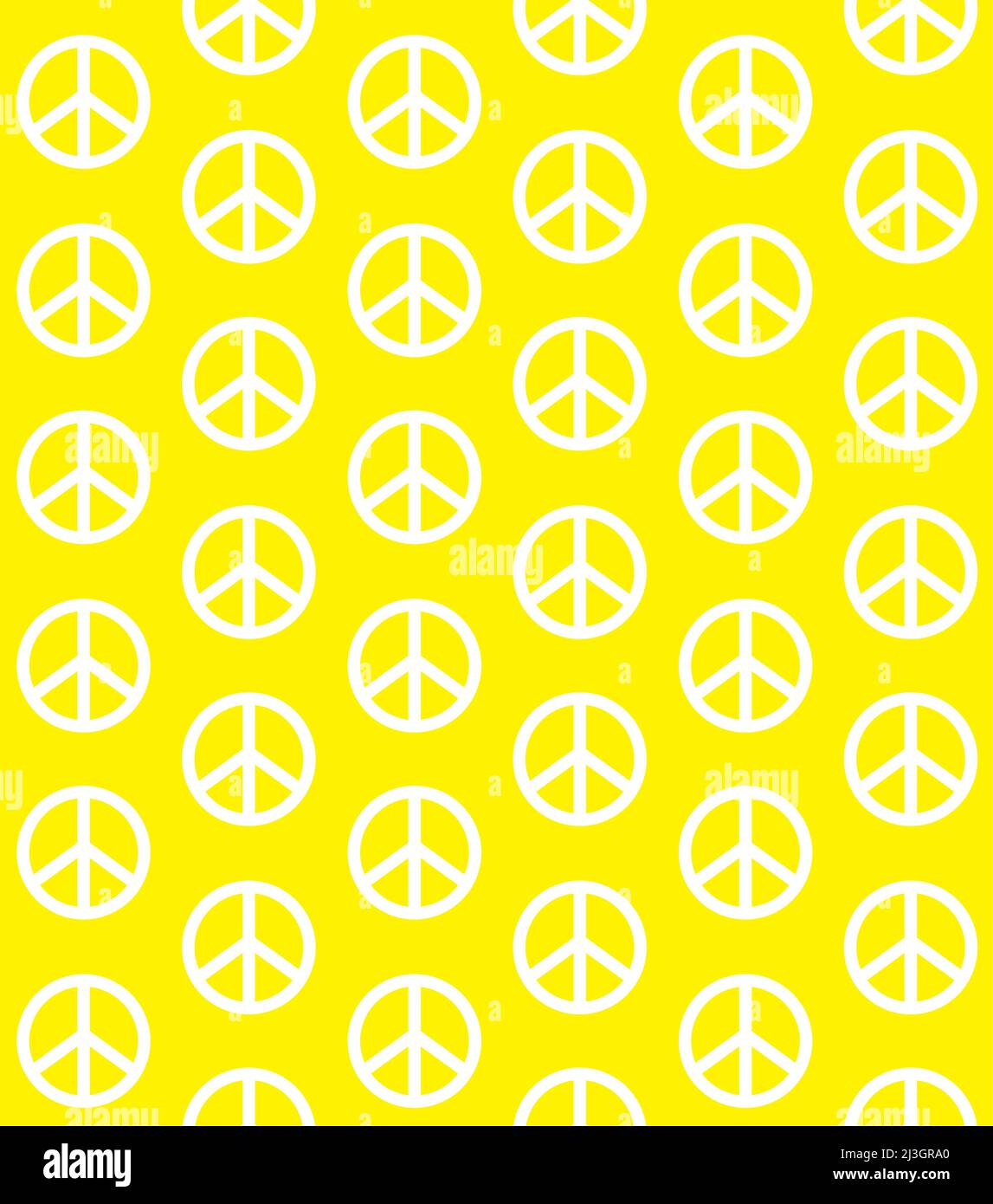 Vector flat white peace symbol isolated on yellow background Stock Vector