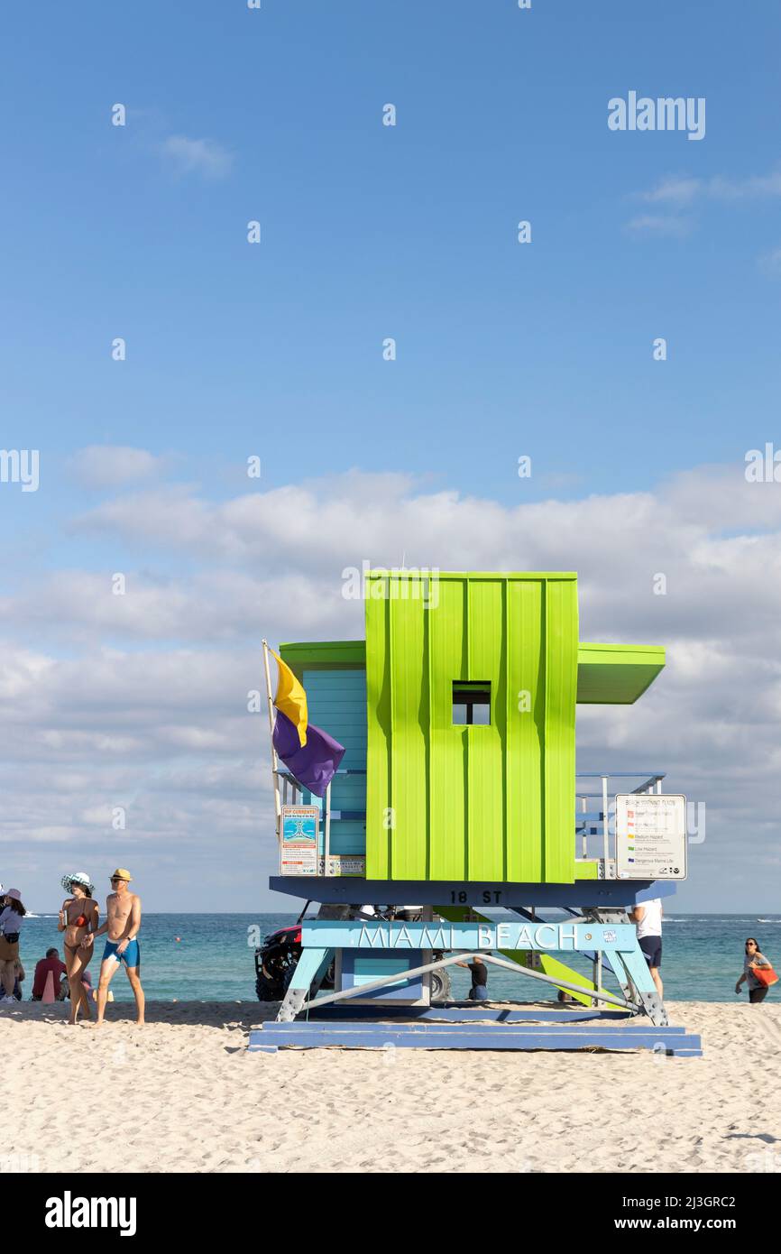 United States, Florida, Miami, Miami Beach, Lifeguard stations on South