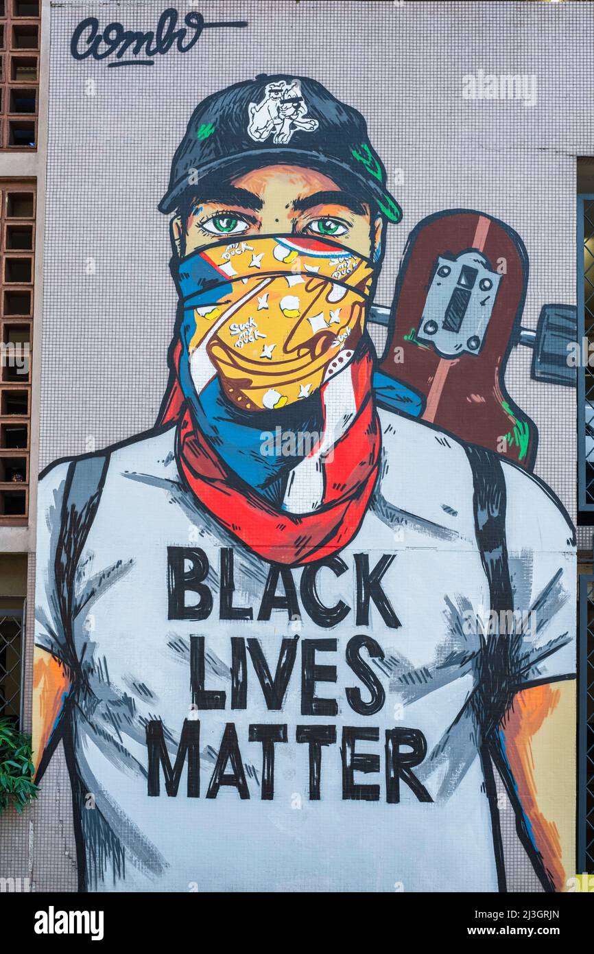 France, Isere, Grenoble, Black Lives Matter mural by the French artist ...