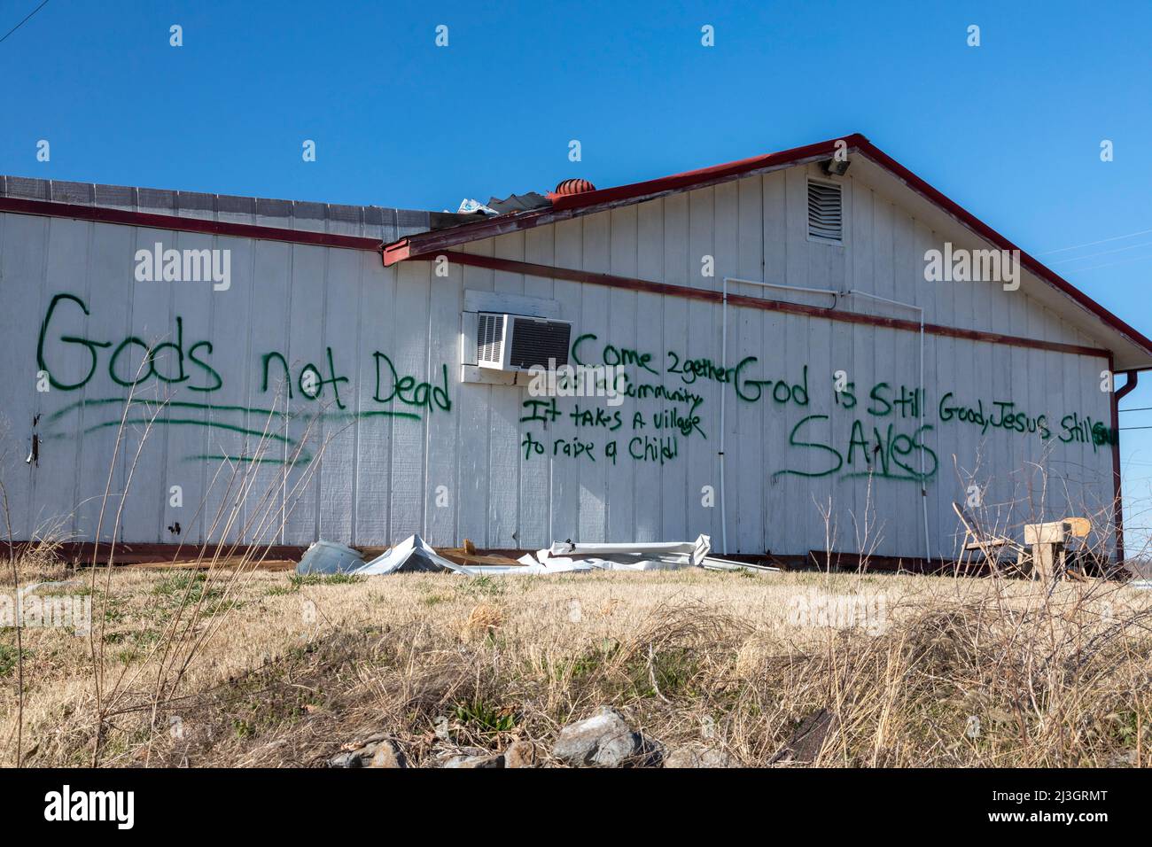 Dawson Springs, Kentucky A religious message on the wall of a