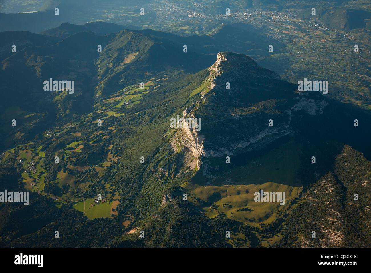 France, Isere, Natural Regional Park of Chartreuse, Mount Granier (aerial view) Stock Photo